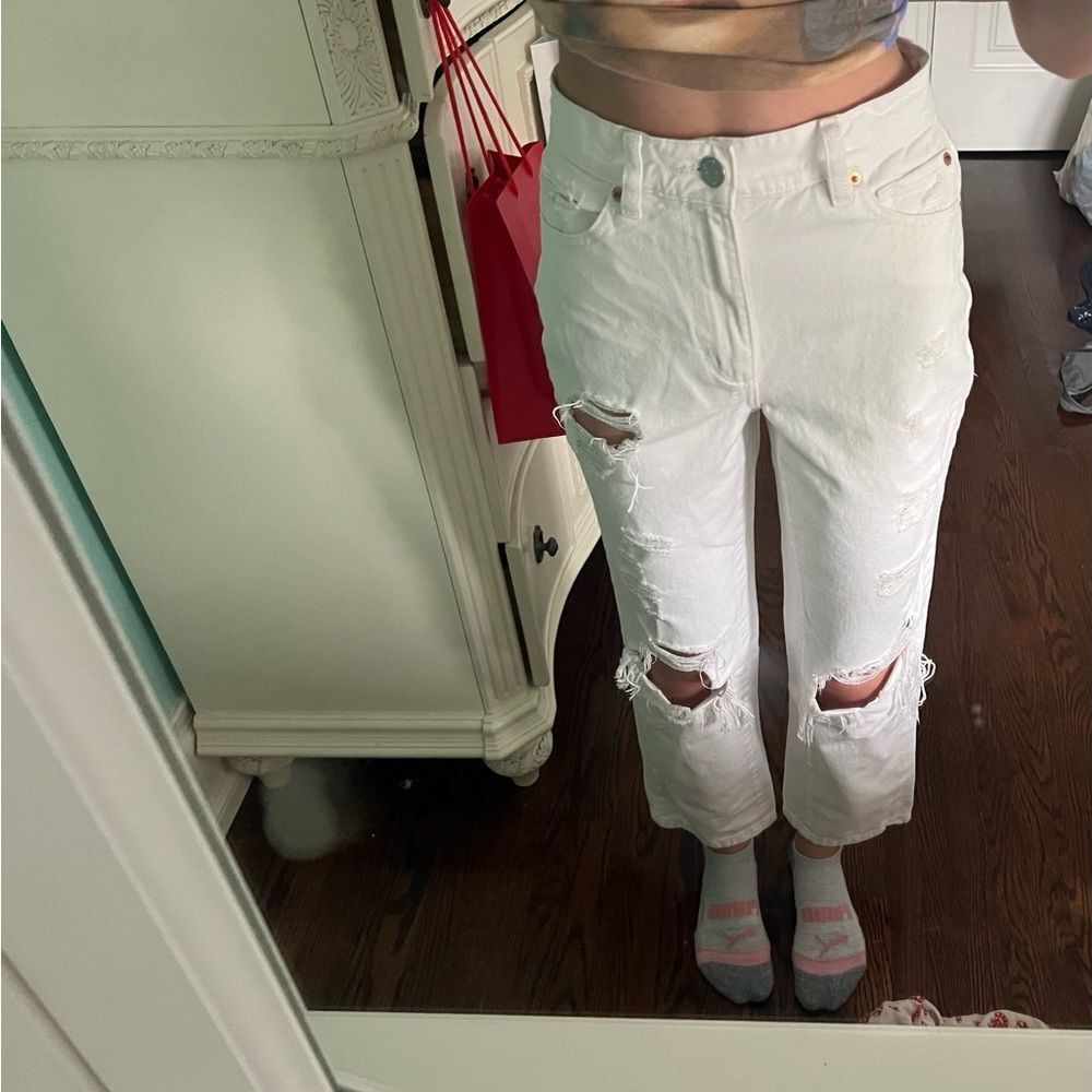 White ripped jeans
